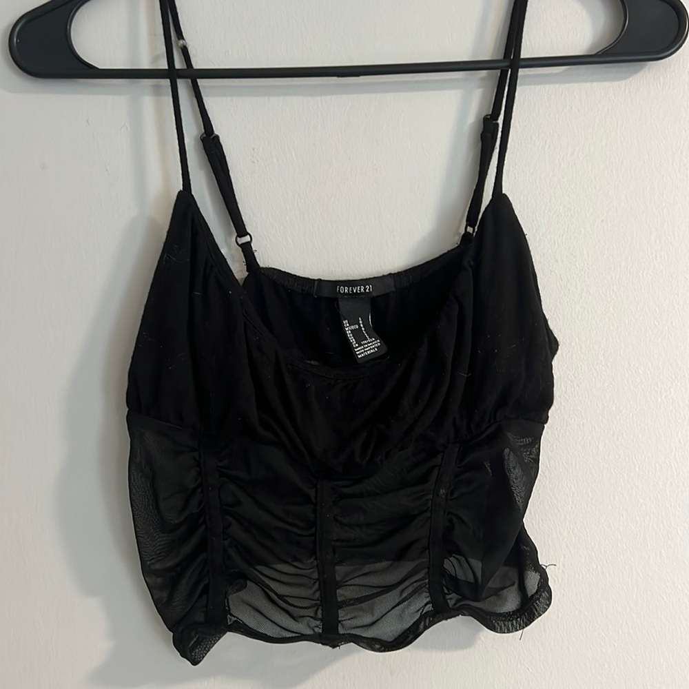 Black Mesh Crop Top